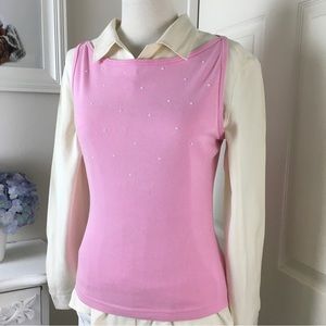 Vintage Workwear Knitted Pink Vest Sleeveless Top